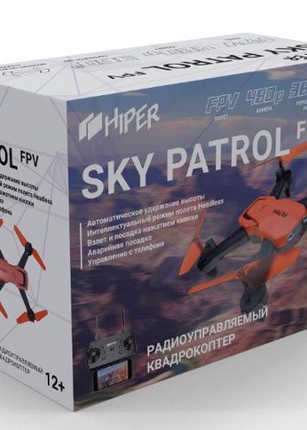 Квадрокоптер Hiper HQC-0030 SKY PATROL FPV 0.3Mpix VGA WiFi ПДУ черный/оранжевый