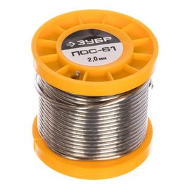  Припой ЗУБР 55450-200-20C, ПОС 61, трубка с канифолью, 200г, 2мм 