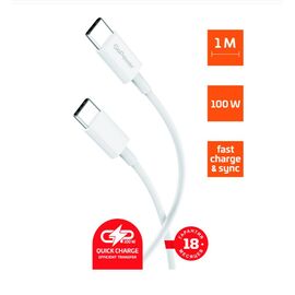  Кабель GoPower GP10TT-100W Type-C (m)-Type-C (m) 1.0м 100W белый 