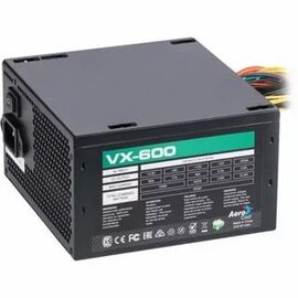  Блок питания Aerocool VX Plus 600, 600W, ATX v2.3 Haswell, fan 12cm, 500mm cable, power cord, 20+4P, 4+4P, PCIe 6+2P x2, PATA x3, Sata x4, FDD 