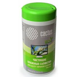  Салфетки Cactus CS-T1001E для экранов и оптики туба 100шт влажных 