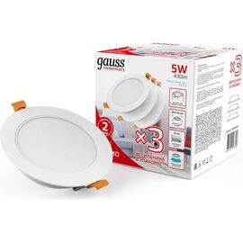  Светильник Gauss Elementary Downlight 9100420205T 5Вт 4000K белый круглый 