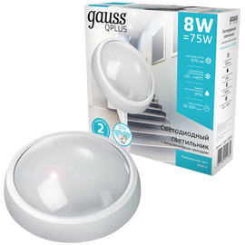  Светильник Gauss ЖКХ 142411208-S 8Вт 4000K белый опал датч.движения 