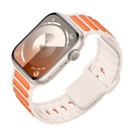  Ремешок HOCO WA31 Flexible для умных часов APPLE Watch 38/40/41mm двухцветный силикон белый, оранжевая вставка 