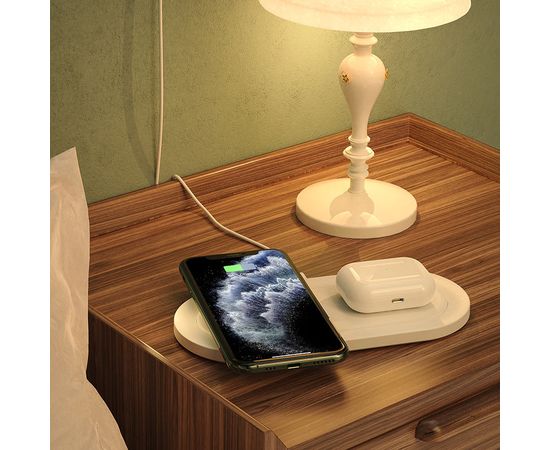  Беспроводная зарядка Borofone BQ7 Prominent dual 10W wireless fast charger, white 