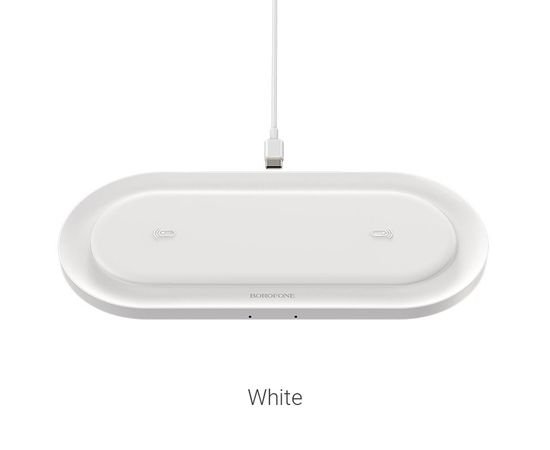  Беспроводная зарядка Borofone BQ7 Prominent dual 10W wireless fast charger, white 