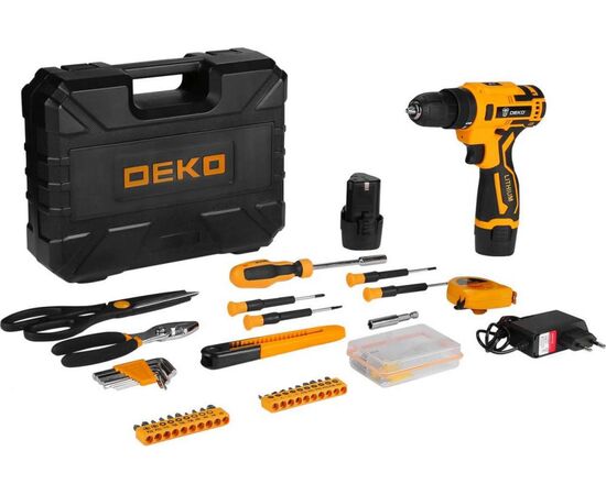 Дрель аккумуляторная DEKO Banger 12v 2*2.0Ah Li-Ion + набор 063-4168 