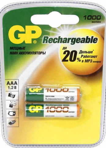 Аккумулятор GP 100AAAHC AAA NiMH 1000mAh (2шт)