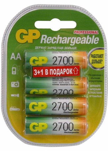 Аккумулятор GP 270AAHC3/1 AA NiMH 2700mAh (промо:3+1) (4шт)