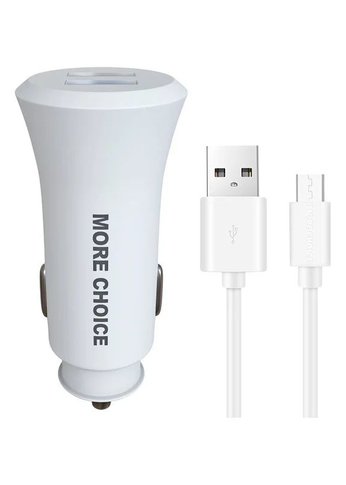 Автомобильное З/У More Choice AC23m 2USB 2.4A для micro USB White