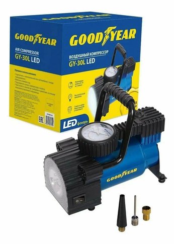 Автомобильный компрессор Goodyear GY000103 GY-30L LED 30 л/мин с фонарём