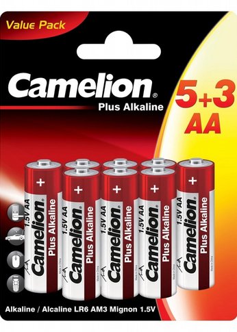 Батарейка Camelion Plus Alkaline LR6-BP5+3 LR6 (AA) блистер 8шт