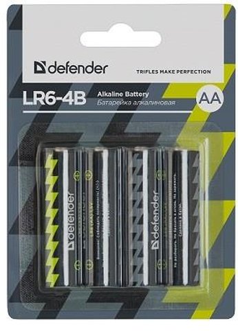 Батарейка Defender ALKALINE AA 1.5V LR6-4B 4шт. 56012