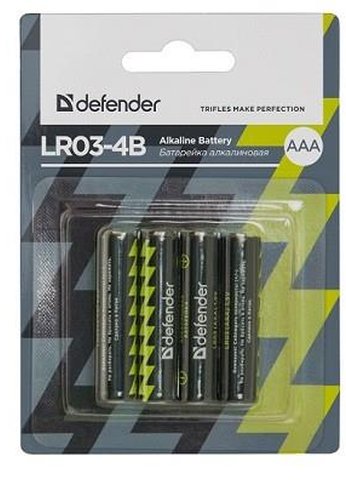 Батарейка Defender ALKALINE AAA 1.5V LR03-4B 4шт. 56002