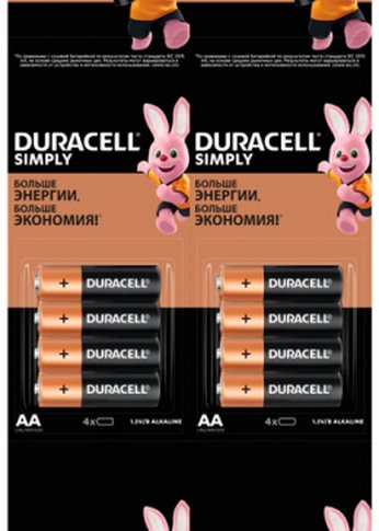 Батарейка Duracell Simply LR6-4BL MN1500 AA (промо:4x4) (16шт)