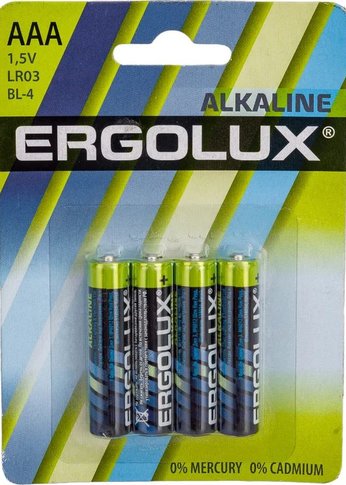 Батарейка Ergolux Alkaline LR03-BL4 AAA 1250mAh (4шт) блистер