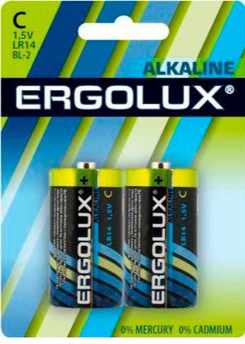 Батарейка Ergolux Alkaline LR14 BL-2 C 8450mAh (2шт) блистер