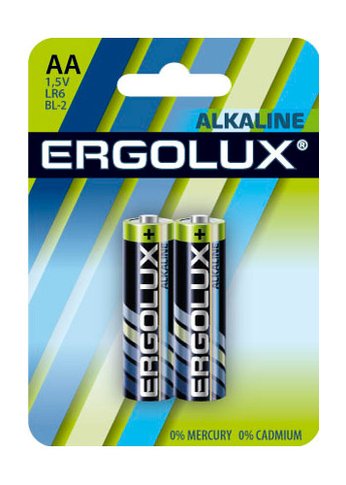 Батарейка Ergolux Alkaline LR6 BL-2 AA 2800mAh (2шт) блистер