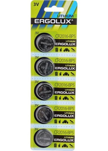 Батарейка Ergolux Lithium CR2016-BP5 CR2016 75mAh (5шт) блистер