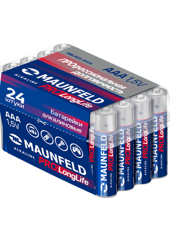 Батарейка Maunfeld PRO Long Life Alkaline ААА(LR03) MBLR03-BX24, бокс 24 шт.