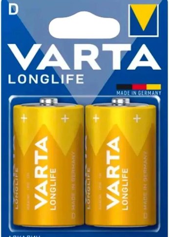 Батарейка Varta Longlife LR20 Alkaline D (2шт) блистер