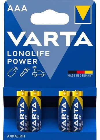 Батарейка Varta Longlife power HIGH ENERGY Alkaline LR03 AAA (4шт) блистер