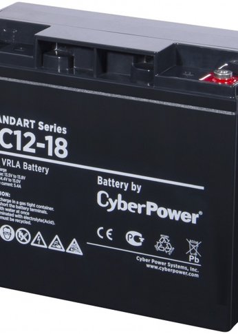 Батарея для ИБП CyberPower RC 12-18 12В/18Ач, клемма Болт М6 (181х76х167мм (167мм); 5,8кг; Срок службы 6лет)