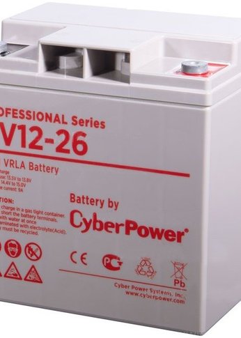 Батарея для ИБП CyberPower RV 12-26 12В/26Ач, клемма Болт М6 (166х128х175мм (175мм); 9,2кг; Срок службы