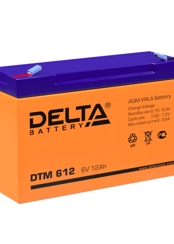 Батарея для ИБП Delta DTM 612 6В/12Ач, клемма F1 (151х50х94мм (100мм); 1,7кг; Срок службы 6лет; Гарантия 1г)