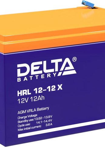 Батарея для ИБП Delta HRL 12-12 X 12В/12Ач, клемма F2 (151х98х95мм (101мм); 3,85кг; Срок службы 12лет; Гарантия 1