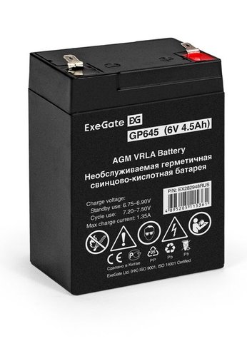 Батарея для ИБП ExeGate GP645 6В 4.5Ач (EX282948RUS)