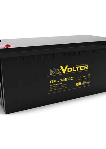 Батарея для ИБП Revolter GPL 1220012В,  емкость 200Ач, клемма Болт М8 (522х239х217мм (218мм); Срок службы 10лет;