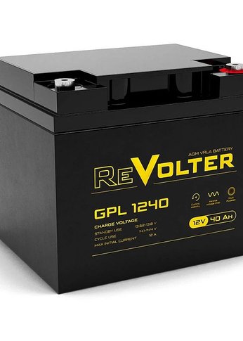 Батарея для ИБП Revolter GPL 124012В,  емкость 40Ач, клемма Болт М6 (197х165х169мм (170мм); Срок службы 10лет; Га