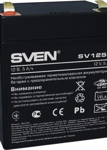 Батарея для ИБП SVEN SV 1250 (12V 5Ah), напряжение 12В, емкость 5А*ч