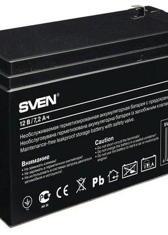 Батарея для ИБП SVEN SV 1272 (12V 7.2Ah), напряжение 12В, емкость 7.2А*ч