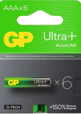 Батарея GP Ultra Plus Alkaline 24AUPA21-2CRB6 AAA (6шт) блистер