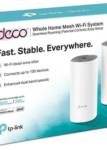 Бесшовный Mesh роутер TP-Link Deco E4 (DECO E4(2-PACK)) AC1200 10/100BASE-TX белый (упак.:2шт)