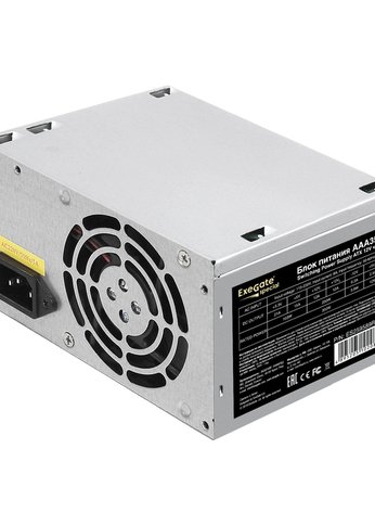 Блок питания 350W ATX Exegate AAA350, ATX, 8cm fan, 24p+4p, 2*SATA, 1*IDE (ES259589RUS/EX259589)