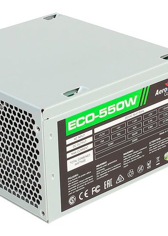 Блок питания 550W ATX Aerocool ECO-550 (24+4+4pin) 120mm fan 4xSATA RTL