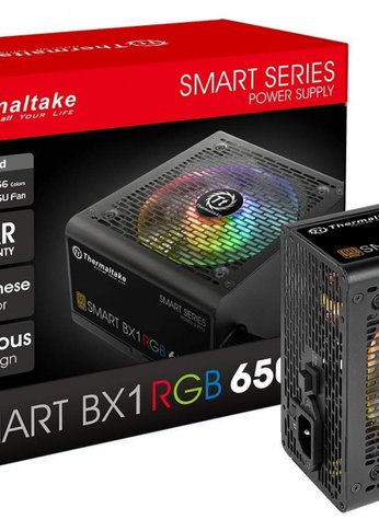 Блок питания 650W ATX Thermaltake Smart BX1 RGB 80+ bronze (24+4+4pin) APFC 120mm fan color LED 6xSATA RTL