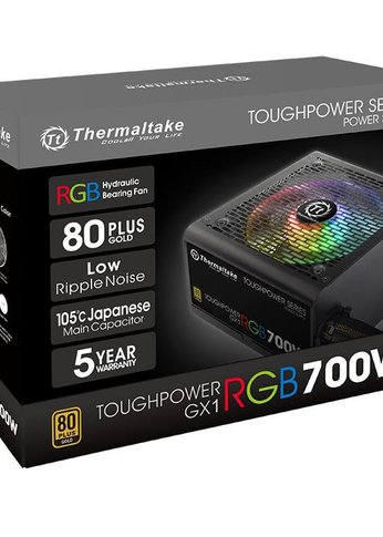 Блок питания 700W ATX Thermaltake Toughpower GX1 RGB 80+ gold (24+4+4pin) APFC 120mm fan color LED 8xSATA RTL