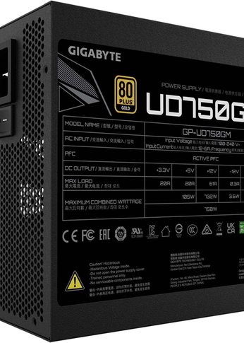 Блок питания 750W ATX Gigabyte GP-UD750GM 80+ gold 24+2x(4+4) pin APFC 120mm fan 8xSATA Cab Manag RTL