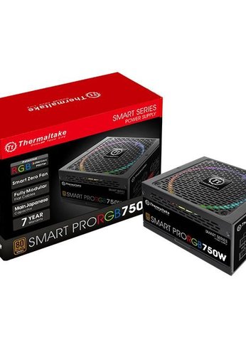 Блок питания 750W ATX Thermaltake SMART PRO RGB 80+ bronze (24+4+4pin) APFC 140mm fan color LED 9xSATA Cab Manag RTL