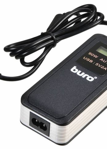 Блок питания Buro BUM-0065A90 автоматический 90W 15V-20V 11-connectors 5A 1xUSB 2.1A от бытовой электросети LСD индикатор