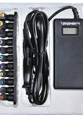 Блок питания Ippon D90U автоматический 90W 15V-19.5V 8-connectors 4.5A 1xUSB 2.1A от бытовой электросети LСD индикатор