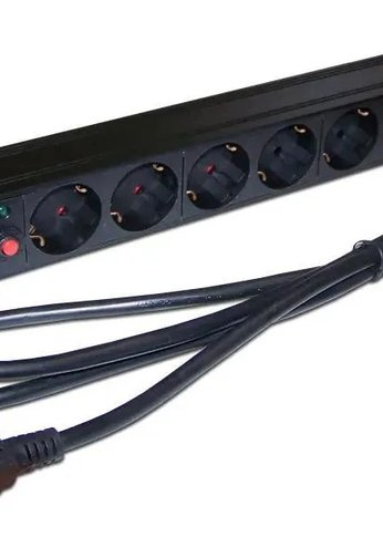 Блок распределения питания Lanmaster TWT-PDU19-16A8P-3.0 гор.размещ. 8xSchuko базовые 16A Schuko 3м