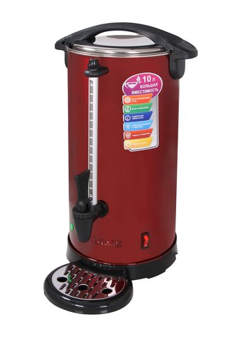 Бойлер для горячих напитков Willmark WWB-1021S красный (10л,1500Вт., двойн.ст. подд.темп. мет. подд)