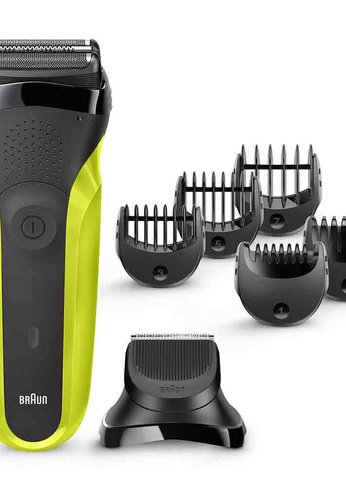 Бритва сетчатая Braun Series 3 Shave&Style 300bt аккум./сеть (насадок 5шт) черный/зеленый