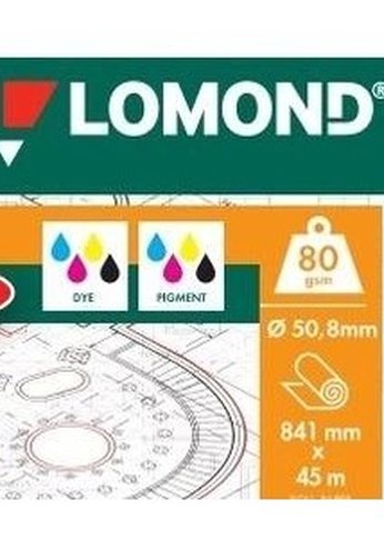 Бумага Lomond 1202017 841мм-45м/80г/м2/белый матовое для струйной печати втулка:50.8мм (2") (упак.:1рул)