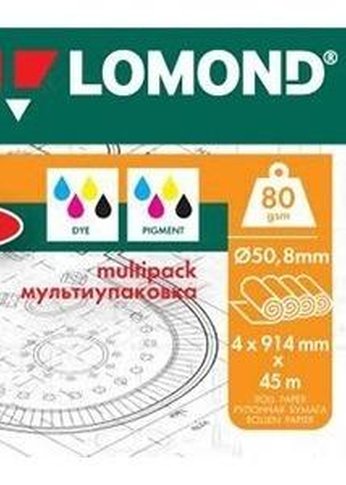 Бумага Lomond 1202152 36"(A0) 914мм-45м/80г/м2/белый матовое для струйной печати втулка:50.8мм (2")